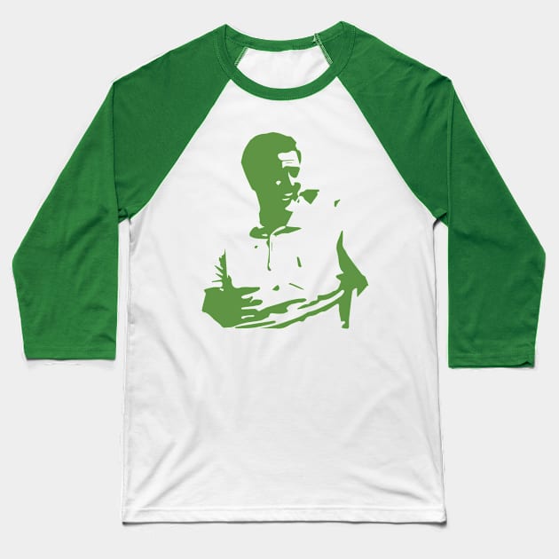 Laughing Activist Green Shirt Guy Baseball T-Shirt by sheepmerch